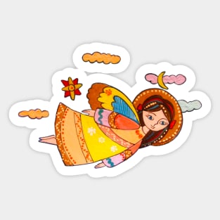 Flying christmas angel girl Sticker